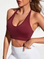 SHEIN Yoga Basic Women'S Backless Halter Neck Sports Bra