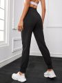 Yoga Basic Solid Slant Pocket Sports Pants