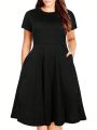 SHEIN LUNE Plus Solid Hidden Pocket Dress