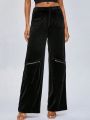 Icel New York Zip Detail Wide Leg Pants