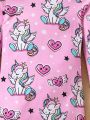 SHEIN Kids QTFun Young Girl Unicorn & Heart Print Dress