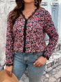 SHEIN Frenchy Plus Size Women's Vacation Lace Patchwork Floral Printed Summer Shirt