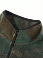 SHEIN In My Nature Men Camo Print Zipper Outdoor Vest Coat