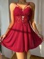 Women's Lace Bowknot Hollow Out Sleep Dress