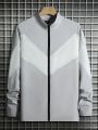 Daily&Casual Men's Raglan Sleeve Zipper Closure Sports Jacket