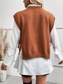 SHEIN LUNE 1pc Cable Knit Knot Side Sweater Vest