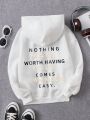 Teen Girl Slogan Graphic Drop Shoulder Hoodie