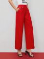 SHEIN BIZwear Women's Solid Color Wide Leg Pants