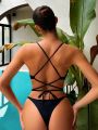 SHEIN Swim SXY Strappy Backless One-piece Swimsuit