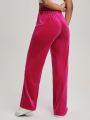Peachy Keen Women's Stylish Pink Long Pants With Drawstring Waist & Rhinestone Decor