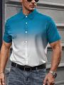 Extended Sizes Men's Gradual Change Short Sleeve Shirt