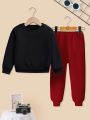 Boys' (Toddler/Little Kid) Solid Color Sweatshirt And Jogger Pants Two Piece Set