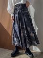 FRIFUL Women's Tie-dye Pleated Umbrella Long Skirt