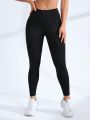 Solid Color Flap Pocket Sports Leggings