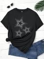 Plus Size Star Pattern Short Sleeve T-Shirt