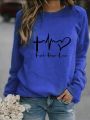 Heart And Letter Graphic Drop Shoulder Sweatshirt