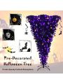 Costway 7ft Upside Down Christmas Halloween Tree Black w/400 Purple LED Lights