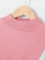 SHEIN Kids Cooltwn Tween Girl Color Block Mock Neck Wrap Sweater