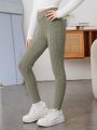 SHEIN Tween Girl Ribbed Knit Leggings