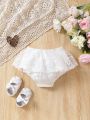 Baby Girls' Jacquard Lace White Skirt Hem Triangle Shorts