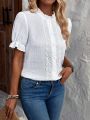 Women's Solid Color Lace Patchwork Shirt