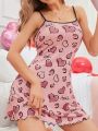 Women's Sleepwear With Heart & Letter Print