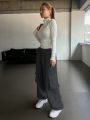 DAZY Women'S Solid Color Drawstring Waist Cargo Sweatpants