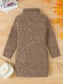 Baby Girl Turtle Neck Ribbed Knit Dress