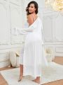 Lace Trim Slip Sleepdress & Robe Pajama Set