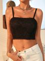 Solid Lace Crop Cami Basic Top