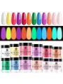 Saviland Dip Powder Colors -12 Glow in the Dark Dip Powder Starter Kit Neon Fluorescent Effect Nail Art Powder Dipping Powder Set for French Manicure Home DIY Gift Set