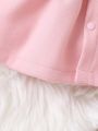 Baby Girl Solid Bow Front Peter Pan Collar Puff Sleeve Bow Front Coat