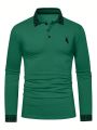 Manfinity Men's Patterned Long Sleeve Polo Shirt