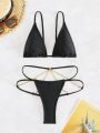 SHEIN Swim SXY Micro Triangle Cup & Chain Link Bikini Set