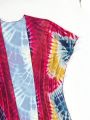 SHEIN Swim Vcay Women'S Tie Dye Style Kimono Cover-Up For Resort