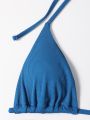 SHEIN Swim Vcay Rib Halter Triangle Tie Side Bikini Swimsuit