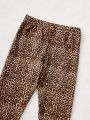 SHEIN Kids KDOMO Young Girls' Casual Leopard Print Soft Comfy Leggings