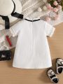 Baby Girls' Elegant Short Sleeve Lace & Bowknot Detail Dress