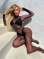 Leopard Mesh Bodystocking Without Liner