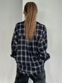 DAZY Oversized Plaid Shirt With Drop Shoulders