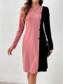 Women's Contrast Button Dress