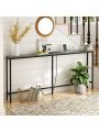 SUPERJARE 70 Inch Console Table with Power Outlets, Narrow Sofa Table, Entryway Table