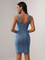 STERLING Zip Back Bodycon Denim Dress