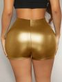 SHEIN SXY Women's Golden Irregular Hem Shorts