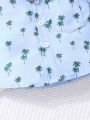 2pcs/Set Baby Boy's Palm Tree Print Short Sleeve Shirt And Suspenders Shorts Gentlemen Outfit For Holiday & Party