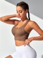 Yoga Basic Women's Seamless Khaki Sports Bra