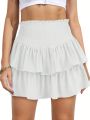 Paperbag Waist Ruffle Hem Skort