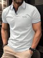 Manfinity Homme Men's Plus Size Text Patterned Polo Shirt