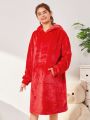 Teen Girl Drop Shoulder Hooded Flannel Nightdress