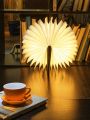 1pc Led Creative Desk Decoration Lamp With Three Colors Light, Wooden Material, Usb Rechargeable, Foldable And Support Magnetic Adsorption, Perfect For Room, Study, Office To Illumination And Decoration
